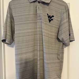 WVU Champion Gray Striped Men's Polo Shirt